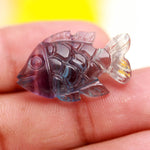 Load image into Gallery viewer, AAA Fluorite Fish Shape Stone, Hand Carved Fluorite Sea Fish for Jewelry Making, 25 MM