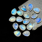 Load image into Gallery viewer, AAA+ Natural Rainbow Moonstone Faceted Pear Shape Beads, 9X12 MM Flashy Moonstone Briolette's Beads, Matched Pairs, Jewelry Making Beads