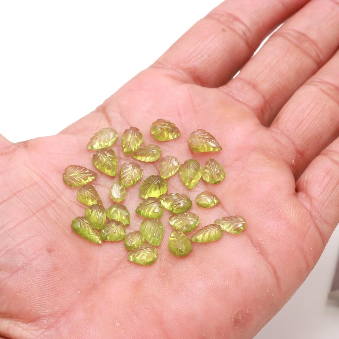 AAA+ Natural Peridot Leaf Shape Beads, Hand Carved Green Peridot Leaf Shape Gemstones For Jewlery Making, 5-7 MM Green Leaves Bead, Carvings