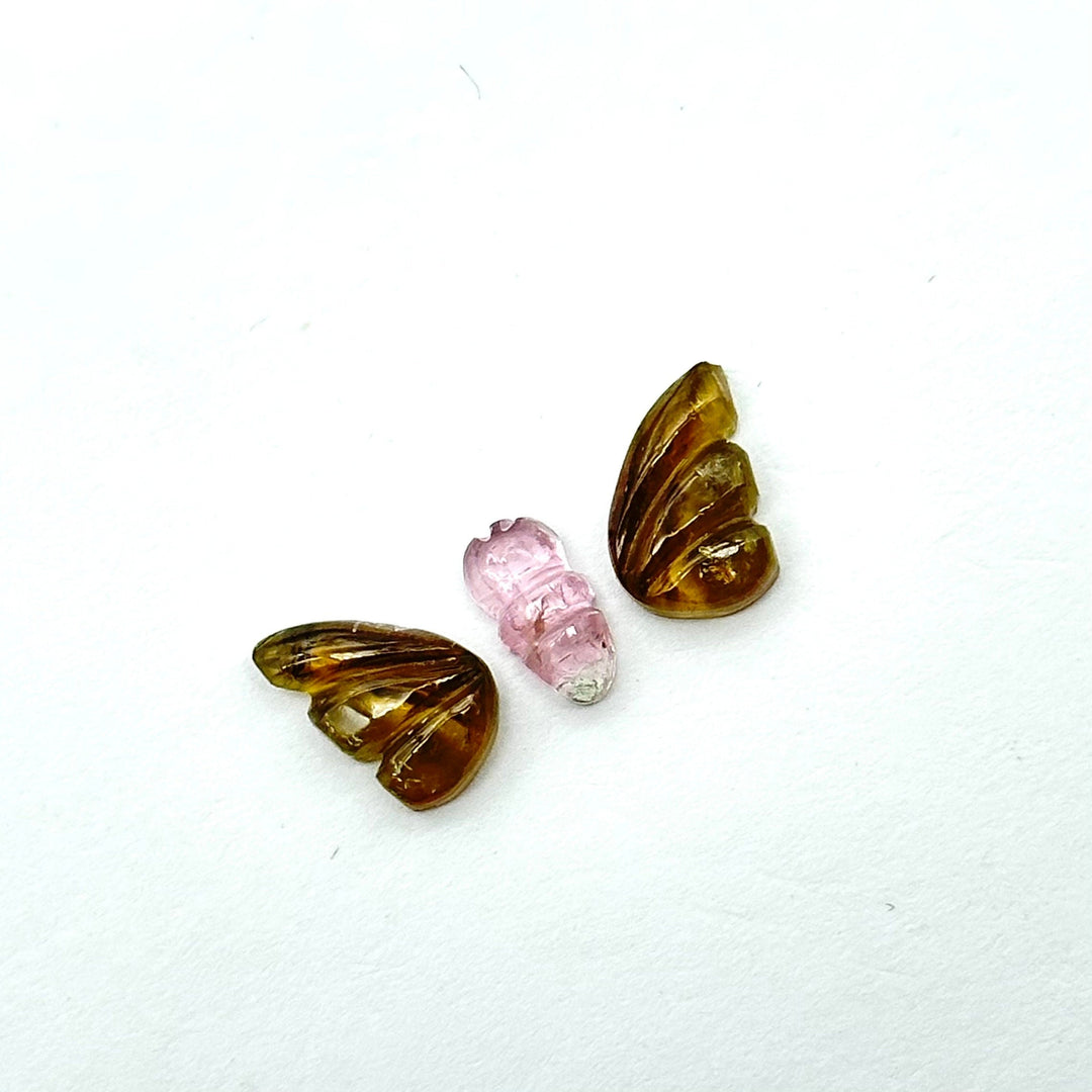 natural tourmaline Butterfly Shape Carving, Hand carved tourmaline Butterfly loose carving, carved butterfly for jewelry Making 19x9mm.