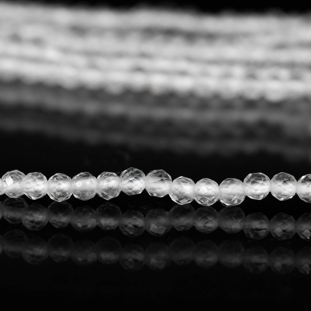 Natural Crystal Quartz Round Shape Beads, 2 MM AAA Crystal Faceted Gemstone Beads, 13 Inched Clear Crystal Loose Beads Strand for Jewelry