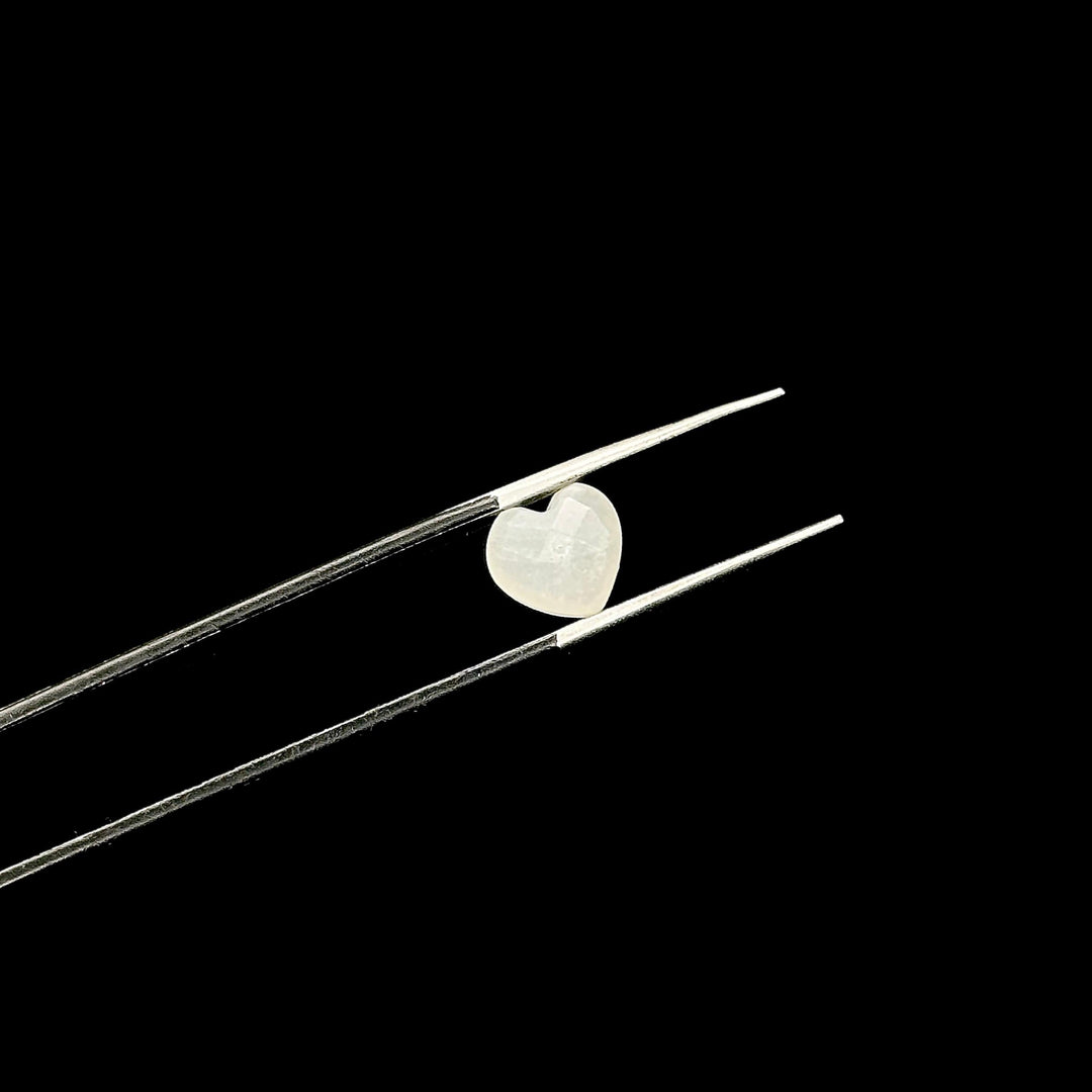 White Moonstone Heart Shape Briolettes, Natural White Moonstone Faceted Heart Shape Beads, Loose Gemstone, 8 MM Heart Charms for Jewelry