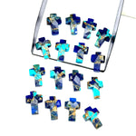 Load image into Gallery viewer, Copper Blue Turquoise Cross Shape Beads ~ Healing &amp; Protection Gemstone Beads ~ Faceted Blue Turquoise Beads ~ 15 MM Cross Charm Beads