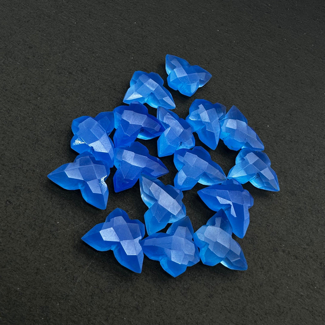 Hand Carved Blue Chalcedony Butterfly Beads (14x10 MM)