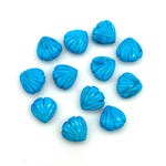 Load image into Gallery viewer, Blue Turquoise Shell Shape Beads, 8 MM Hand Carved Seashells, Tiny Carved Beads, Turquoise Shell Charms, Jewelry &amp; Craft Making Gemstones