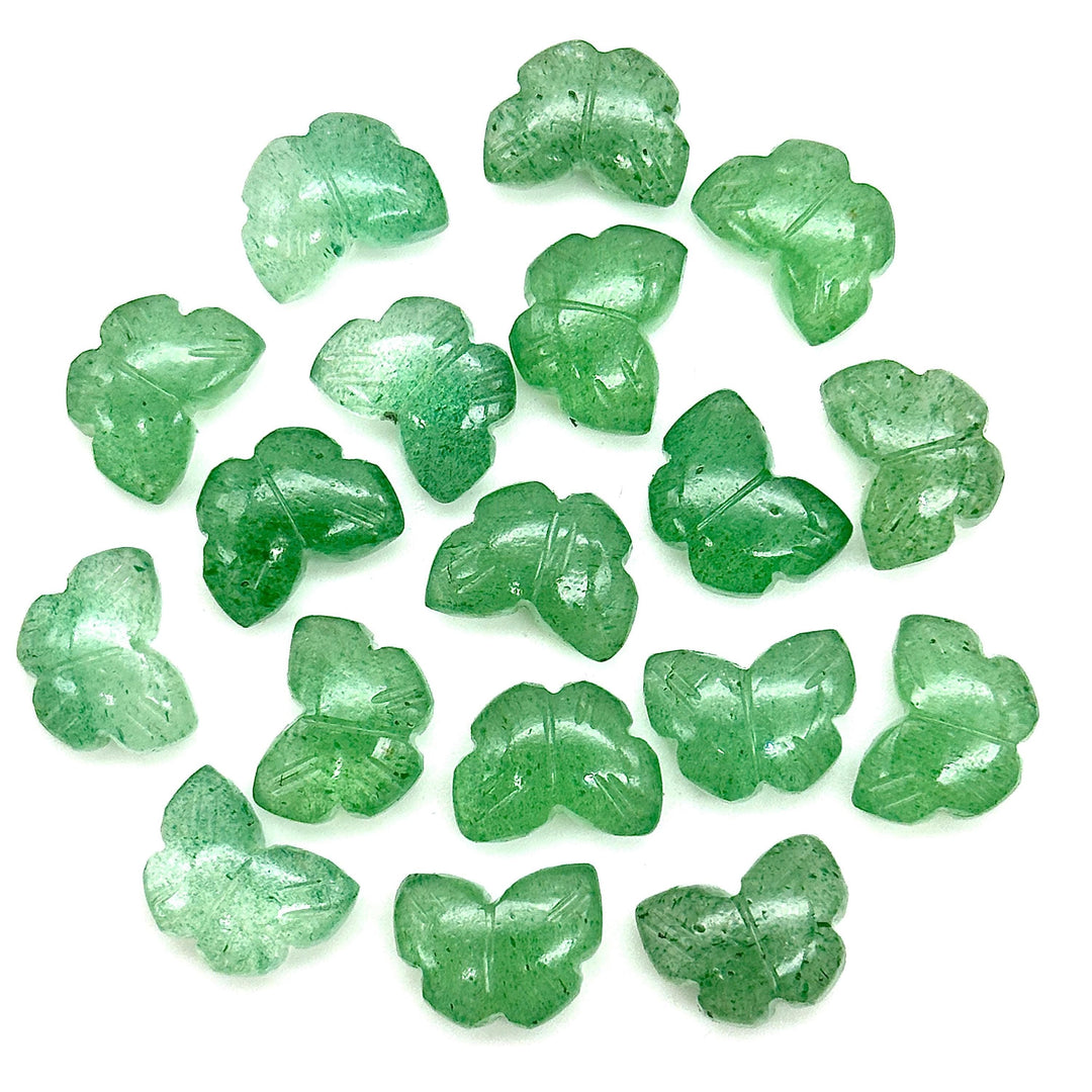 AAA Green Strawberry Butterfly Shape Beads, Natural Strawberry Quartz Hand Carved Butterfly Briolettes, Gemstone Carvings, 13 MM Loose Beads