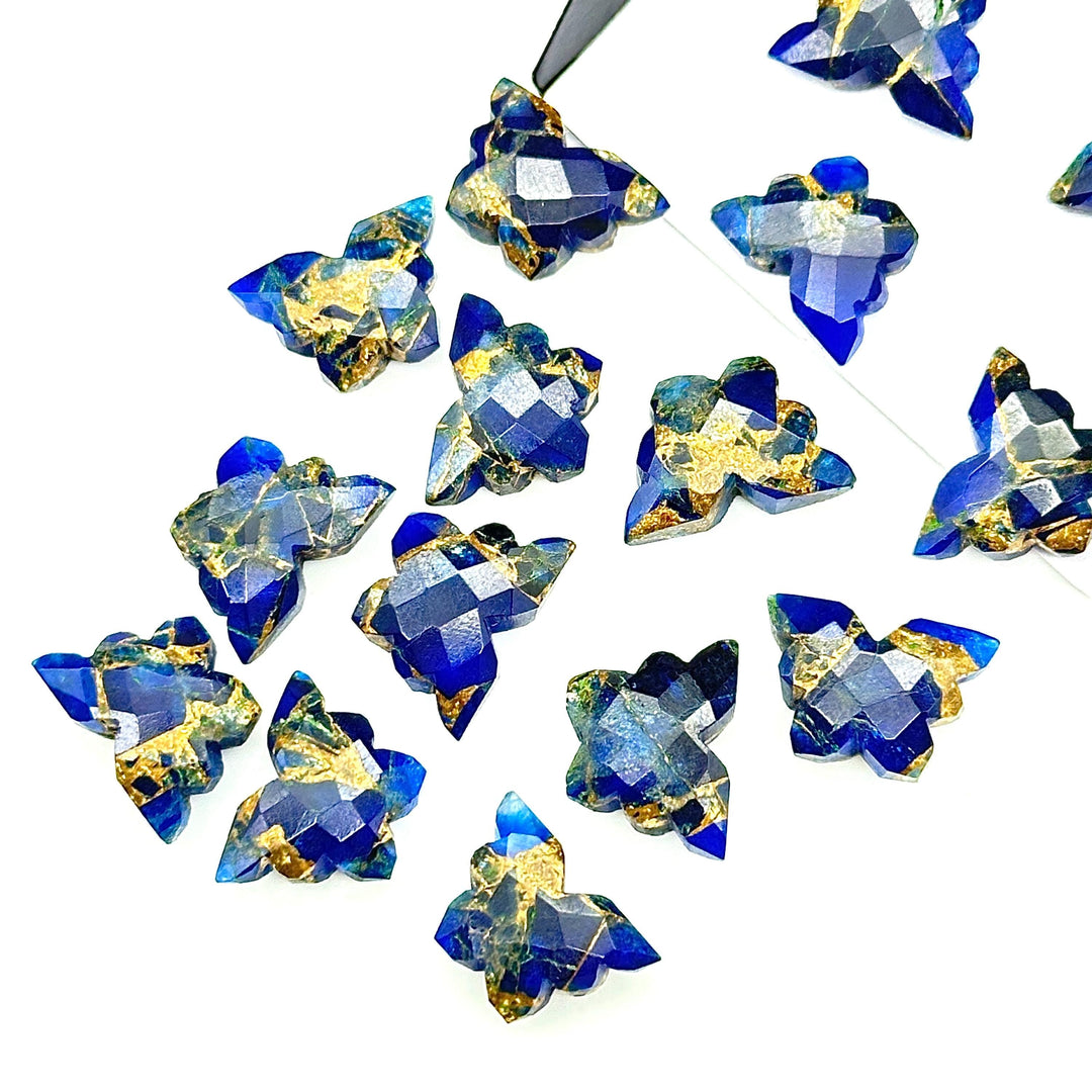 Mohave Turquoise Butterfly Gemstone, Dark Ocean Blue Mohave Copper Turquoise Butterfly, Handmade Faceted Butterfly Carving Beads, 14x10 MM