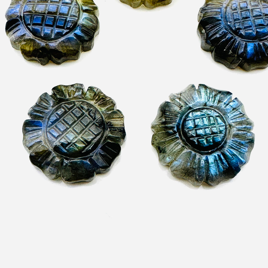 AAA Quality 100% Natural Labradorite Flower Shape Carved Gemstone, Flower Shape Carving, Carved Gemstone For Jewellery 18.5 mm