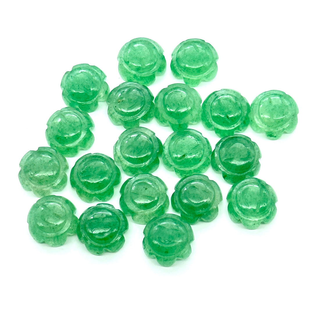 2,3,4,5 pcs 100% Natural green strawberry Fancy Shape Carved Gemstone, Loose Gemstone, sunflower Shape Gemstone, Carved Gemstone 12 mm