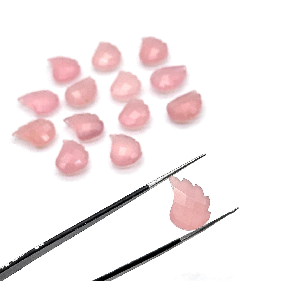 AAA Pink Chalcedony Leaf Shape Beads, Hand Carved Leaf Shape Briolette's, Faceted Fancy Carvings for Jewelry, 11X15 MM, Wholesale Beads