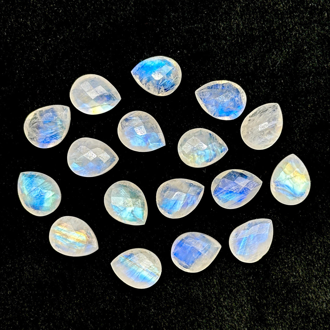 AAA+ Natural Rainbow Moonstone Faceted Pear Shape Beads, 9X12 MM Flashy Moonstone Briolette's Beads, Matched Pairs, Jewelry Making Beads