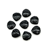Load image into Gallery viewer, Natural Black Onyx Carved Shell Shape Beads, 12 MM Shell Beads, Carved Gemstone, Seashell Charm Gemstone, Hand Carved Beads, Onyx Charms