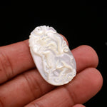 Load image into Gallery viewer, Mother of Pearl Goat Oval Carving, Handmade Mop Oval Shape Stone, 35 MM, Top Face Drill, Luster Pearl Carved Cabochon