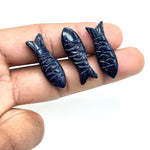 Load image into Gallery viewer, AAA Black Sunstone Handmade Fish Carving, Sunstone Fish Shape Carved Gemstone Briolette's, Jewelry Making Beads, 25 MM Loose Gemstone Fishes