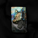 Load image into Gallery viewer, Flashy Labradorite Wolf Carving Gemstone, Labradorite Carved Wolf Shape Stone, Home Decor Ideas, Wolf Head, 1.9 Inch
