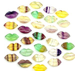 Load image into Gallery viewer, Beautiful Natural Multi Fluorite Lips Shape Beads, Hand Carved Lips Shape Gemstone Beads, Lips Shape Gemstone Charm, 14X8 MM, Briolette Bead