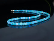 Flashy Blue Lavendar Ethiopian Opal Beads Necklace, Ethiopian Opal Faceted Rondelle Bead Necklace, 4 MM Welo Opal Rondelle, Bridesmaid Gifts
