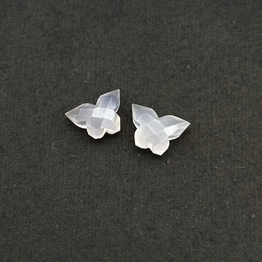 Natural Pink Chalcedony Hand Carved Butterfly , Pink Chalcedony Faceted Butterfly Briolette's, Chalcedony Loose Gemstone Charms Beads 14mm