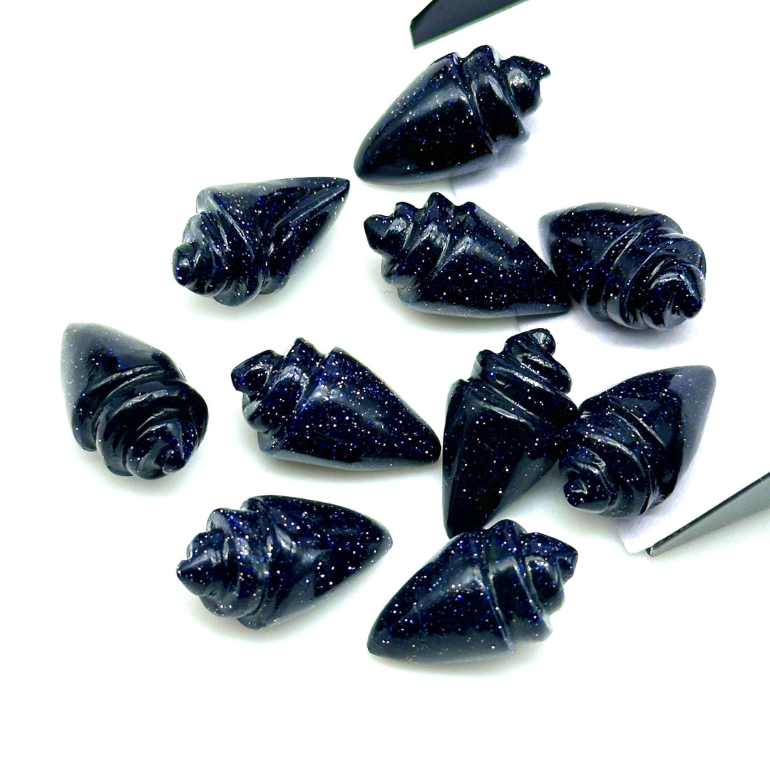Natural Blue Sunstone Conch Shell Shape Carving, Sparkling Sunstone Hand Carved Shell Shape Gemstone Beads, 18X10 MM, Loose Shell Gemstone