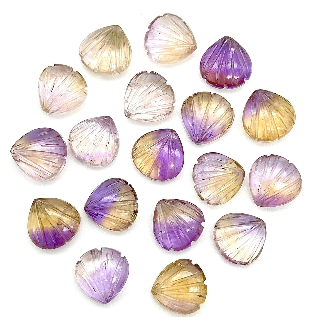 Natural Ametrine Seashell Shape Beads, AAA Ametrine Shell Briolette's, Shell Carving Gemstones For Jewelry 12 mm, Shell Charms Beads