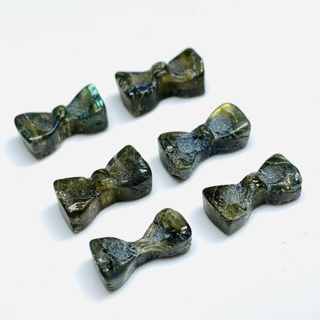 2,3,4,5 Pcs Natural Labradorite  Hand Carved Bow Shape, Bow Shape Gemstone For Jewellery, Bow Shape Gemstone, 12X6 mm