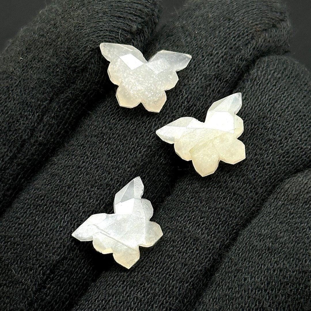 Natural White Moonstone Butterfly Shape Carving Beads, Faceted Butterfly Gemstone, Animal Carving Beads For Jewelry, Charm Beads 14x10MM