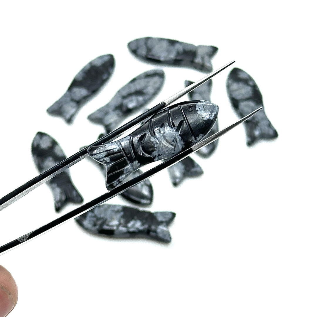 Natural Black Jasper Handmade Fish Carving, Fish Shape Carved Gemstone Briolette's, Jewelry Making Beads, 30 MM Loose Gemstone Fishes