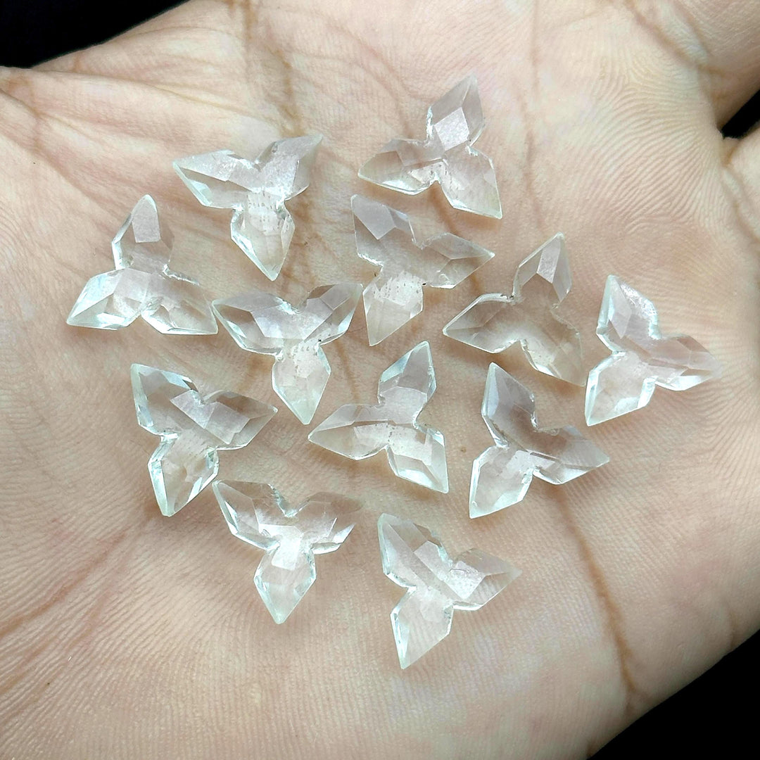 Crystal Quartz Ninja Star Carving Beads, Fancy Ninja Star Shape Gemstone Beads, 12 MM Jewelry Making Star Shape Briolette Beads