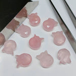 Load image into Gallery viewer, Natural Rose Quartz Cat Face Carving, Kitty Shape Charms Beads, Faceted rose Pink Quartz Handmade Carved Stone, Jewelry Making Beads 10x12mm