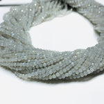 Load image into Gallery viewer, Faceted Grey Moonstone Beads: 2mm Round Strand