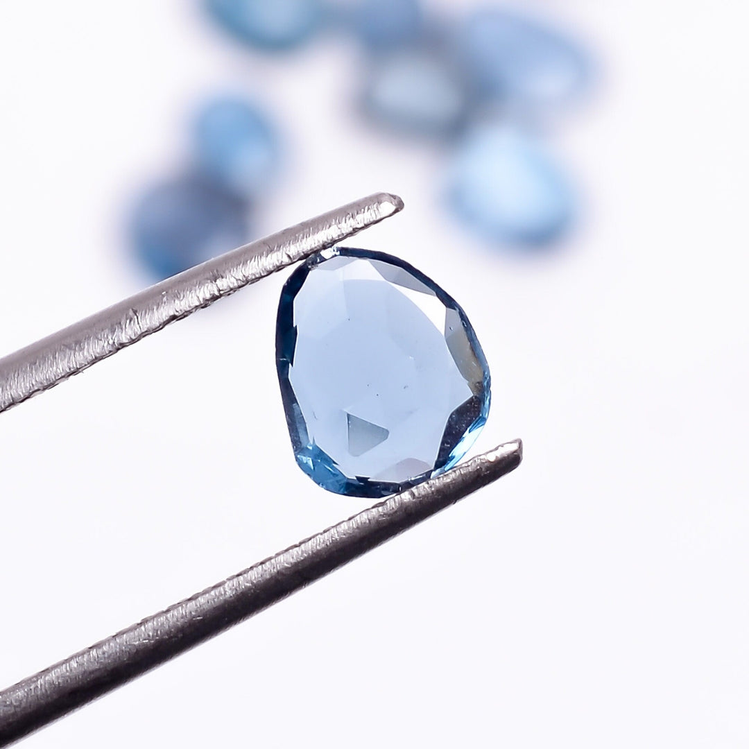 2 pcs A-one Quality London Blue Topaz freeform Rosecut, faceted rosecut, gemstone for jewelry, jewelry making rosecut 6X5 11X9 mm