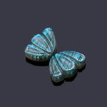 Load image into Gallery viewer, Natural Labradorite Butterfly Wings Carvings, Flashy Labradorite Hand Carved Butterfly Feather for Jewelry Making (16X12 MM, 2 Stones)