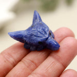 Load image into Gallery viewer, Natural Sodalite Fox Head Carving, Crystal Gifts, Home Decor, Reiki Heal Gemstones, Jewelry Making Pendant Beads, Side Drill