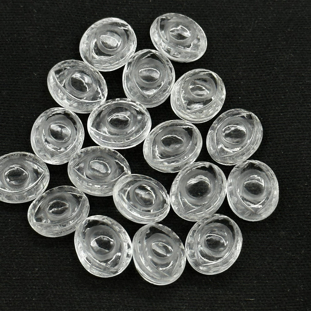 Natural Crystal Quartz Evil Eye Beads, Hand Carved Gemstone Beads, Loose Oval Eye Beads, Evil Eye Charm Beads, Loose Carving Beads 10X12 MM
