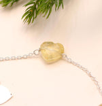 Load image into Gallery viewer, Natural Lemon Quartz Heart Shape Beads Bracelet, Lemon Quartz Heart Beads Bracelet, Girl's Gift Chain Bracelet, 925 Silver Gift for Her