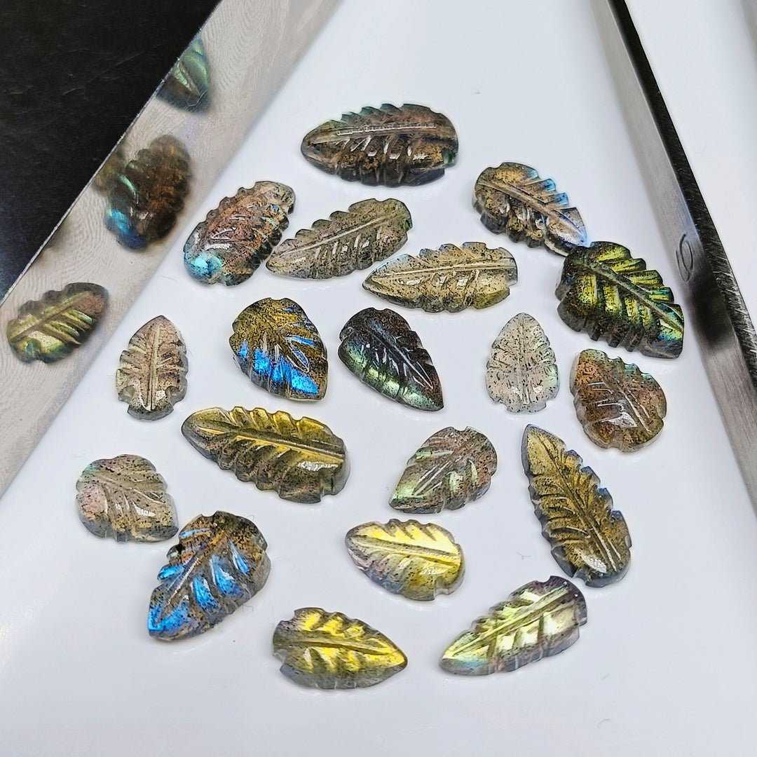 2,3,4,5,6 Pcs 100% Natural AAA Quality Labradorite Leaf Carved Gemstone, Labradorite Gemstone, Carved Gemstone 8X5- 11X6 mm