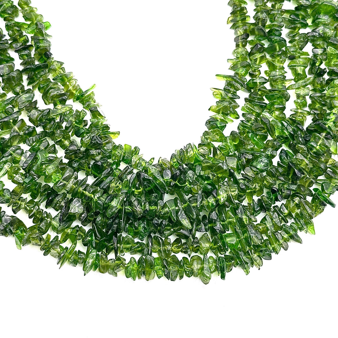 AAA Chrome Diopside Uncut Beads Strand, Chrome Diopside Chips Beads for Jewelry Making, 16" Inch Green Uncut Chip Beads, Freeform Uncuts