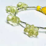 Load image into Gallery viewer, Hand Carved Lemon Quartz Flower Beads: 12mm Gemstone Briolettes