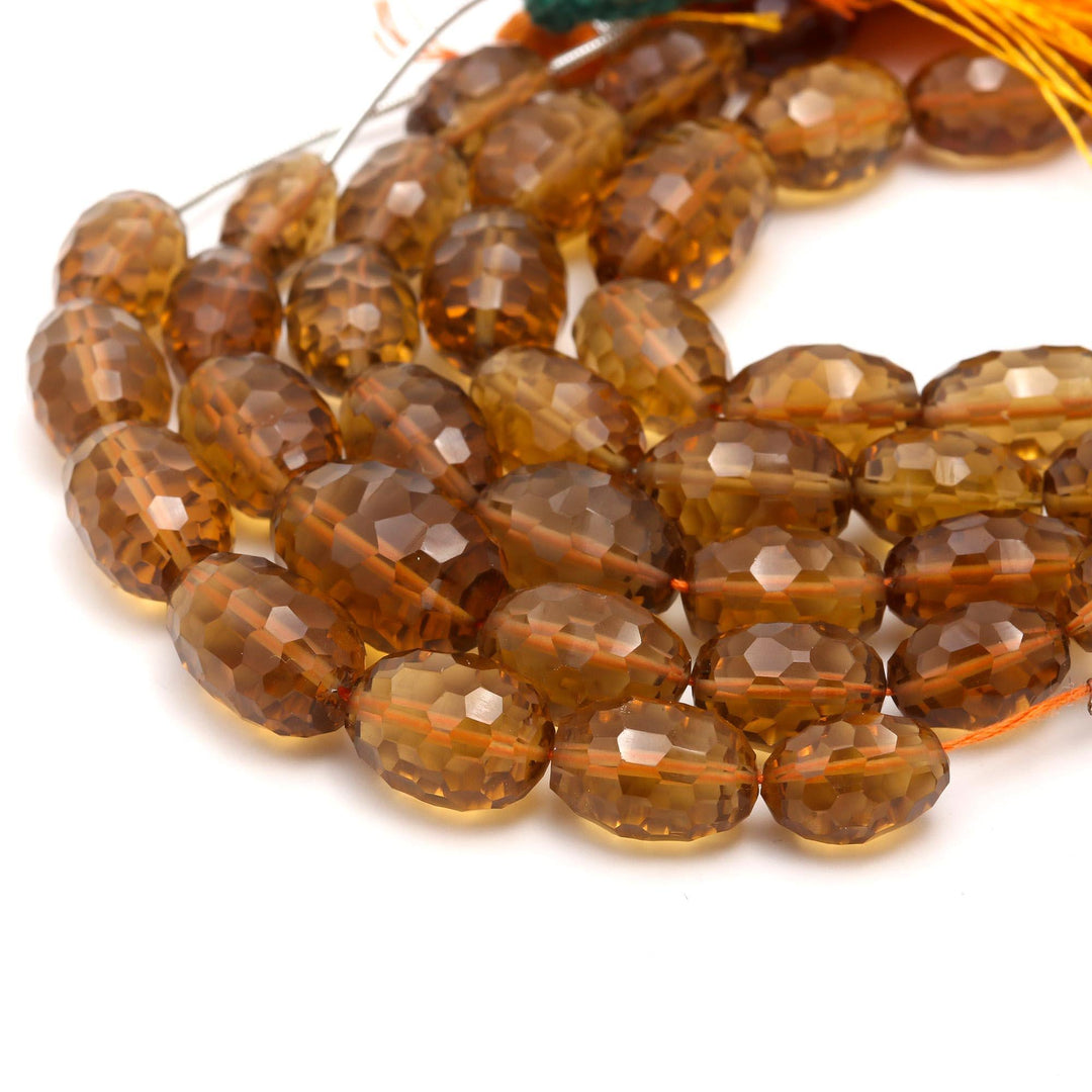 Amazing Bear Quartz Oval Shape Briolettes Beads, Natural Honey Quartz Oval Beads, Football Cutting Oval Beads for Jewelry Making, 11-16 MM