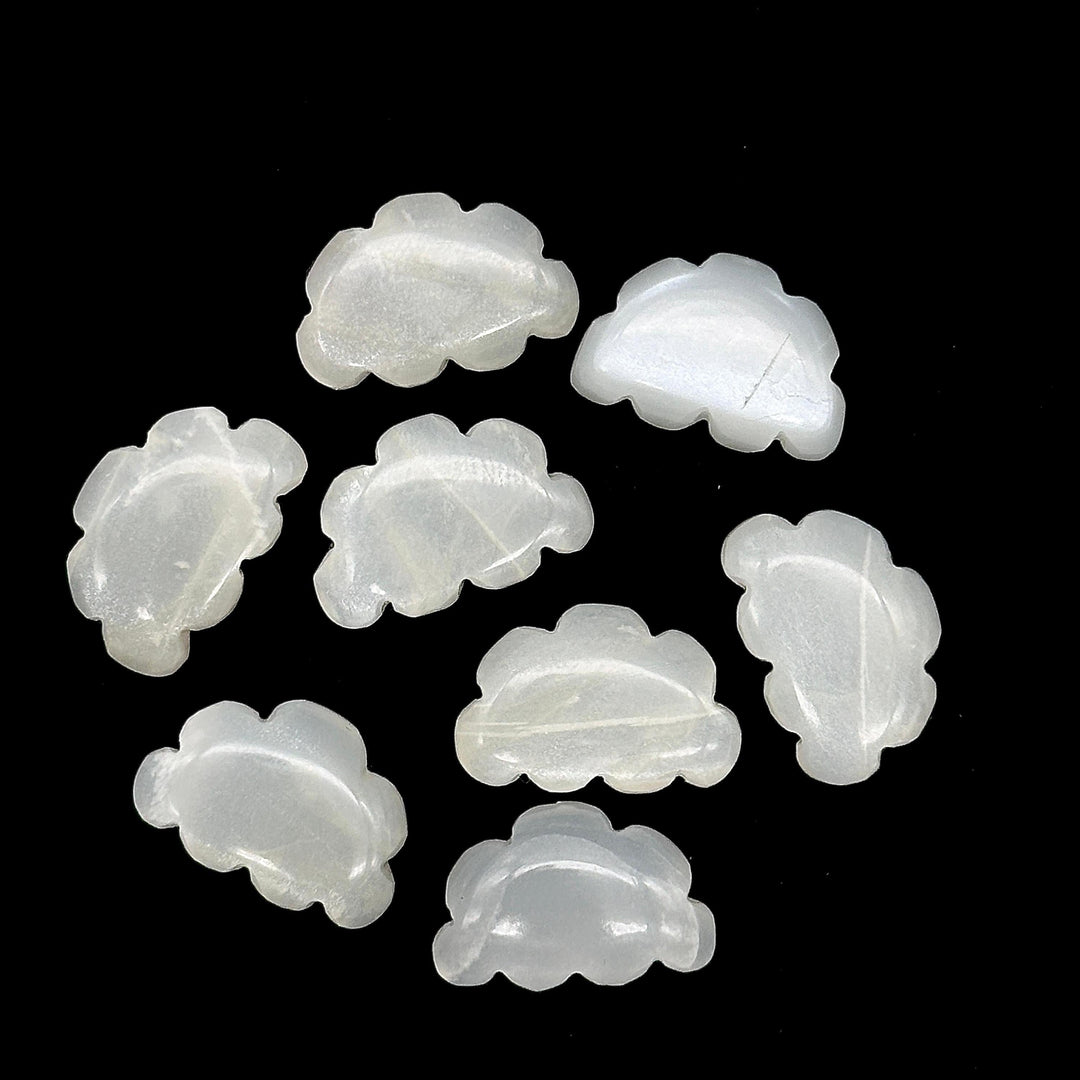 Natural White Moonstone Clouds Shape Beads, Flashy Moonstone Cloud Shape Stone, Smooth Gemstone For Jewlery 17X12 MM, Hand Carved Clouds