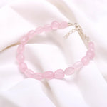 Load image into Gallery viewer, Natural Rose Quartz Smooth Tumble Beads Bracelet, Pink Quartz Nuggets Shape Beads Bracelet, Jewelry Gifts, Fancy Jewelry for Girls, 8 MM