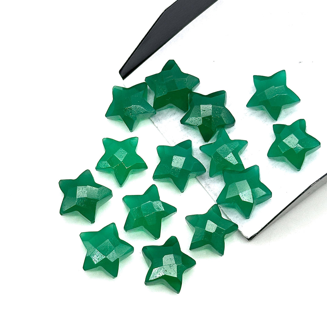 Natural Green Onyx Star Shape Briolettes, Carved Star Shape Beads, Green Onyx Faceted Star Charms, Wholesale Loose Beads for Jewelry, 12 MM