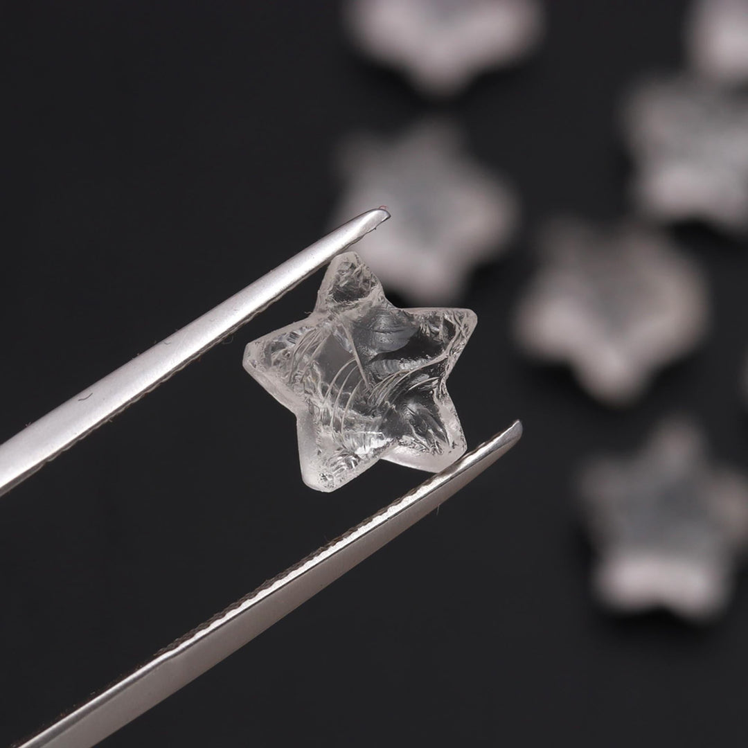 New!! Natural Crystal Quartz Rough Star Shape Beads, Clear Crystal Quartz Star Shape Gemstone For Jewlery, Loose Star Beads 10 MM, Raw Stars