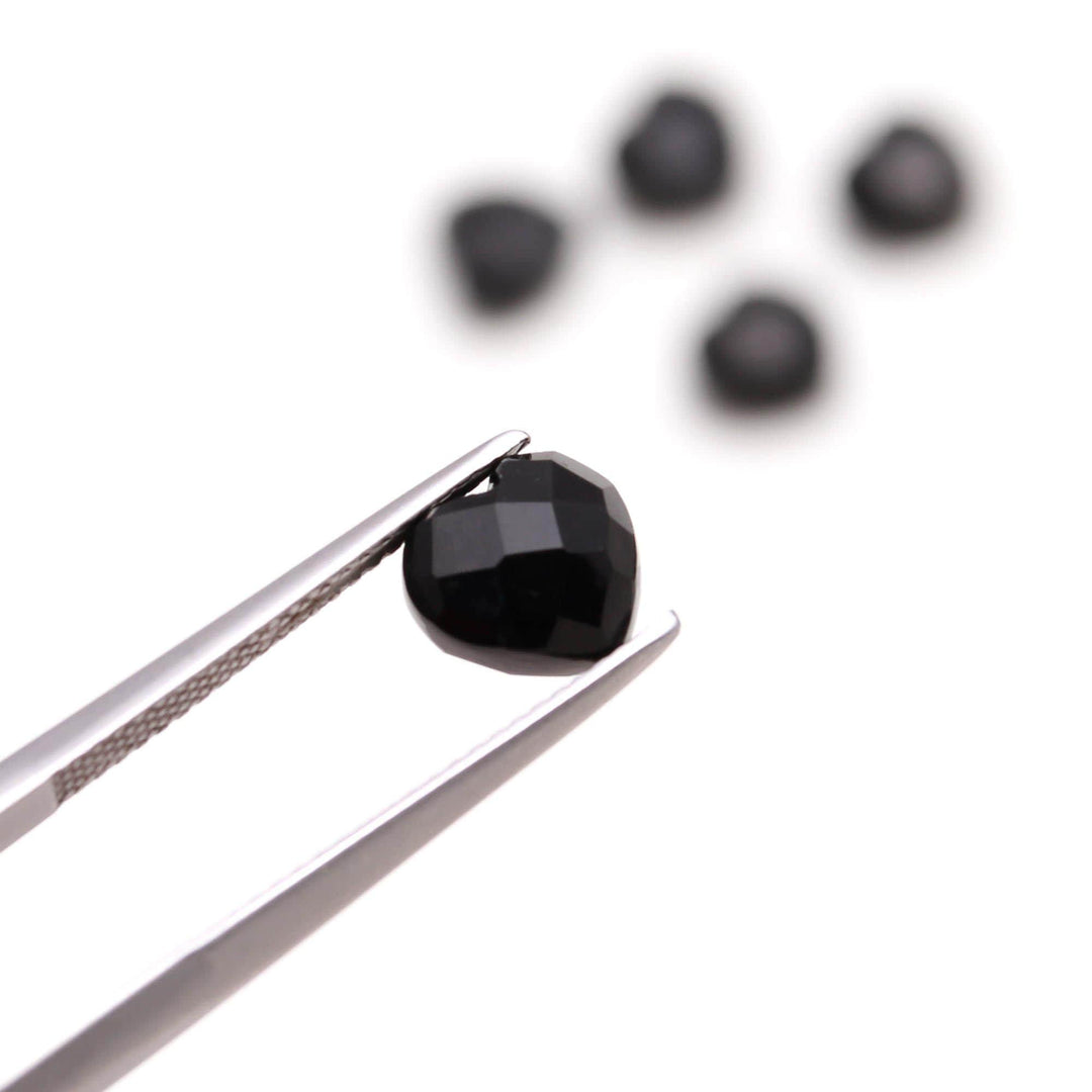 AAA Black Onyx Little Heart Beads, Natural Black Onyx Faceted Heart Shape Briolette's, Hand Carved Gemstones, Jewelry Making Beads 8 MM