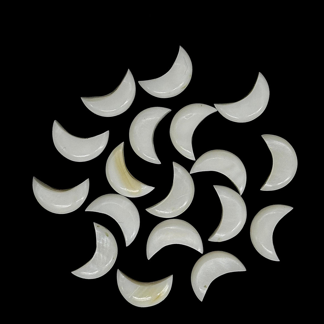 Natural Mother Of Pearl Hand Carved Moon Shape Beads, Pearl Smooth Moon Shape Gemstone Briolettes For Jewelry Making, Moon Charms 12 MM