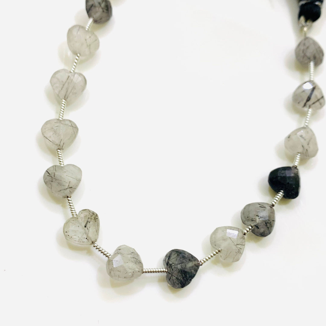 5,6,7,8,9,10 Pcs 100% Natural Black Rutile Heart Shape Faceted Briolettes, hand carved Faceted Gemstone, loose Gemstone  For Jewellery 8 mm