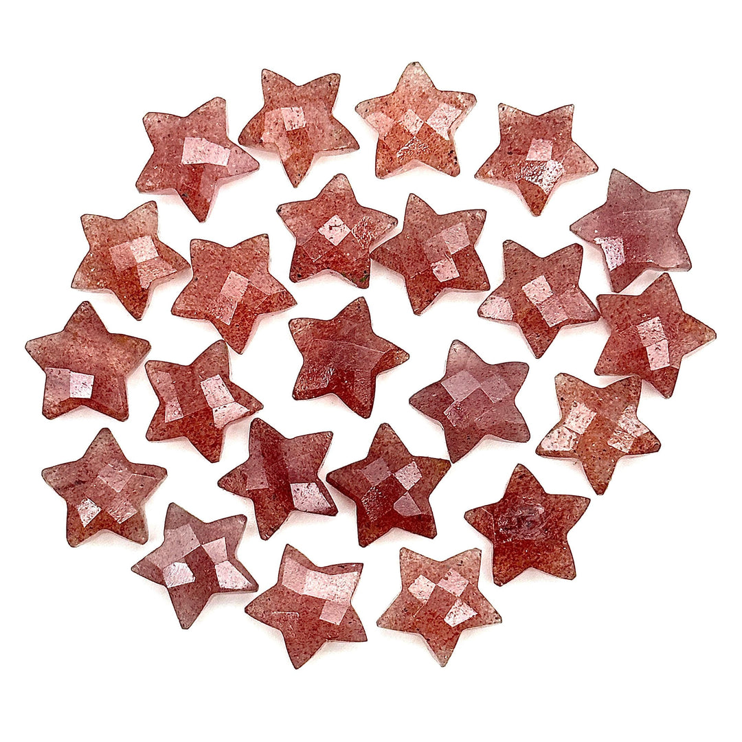 Natural Pink Strawberry Star Shape Briolettes, Strawberry Quartz Star Beads, Hand Carved Star for DIY Crafts, Shiny Star for Jewelry, 15 MM
