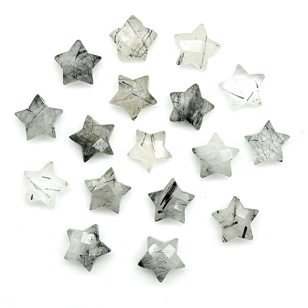 Natural Black Rutile Carved Star Shape Briolettes, Hand Carved Faceted Star Shape Beads Gemstone For Jewlery, Loose Star Charms, 10 MM