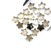 Natural Smokey Quartz Star Shape Briolettes, Hand Carved Faceted Star Shape Beads, Star Gemstone Charms for Jewelry Making, 10 MM Charms