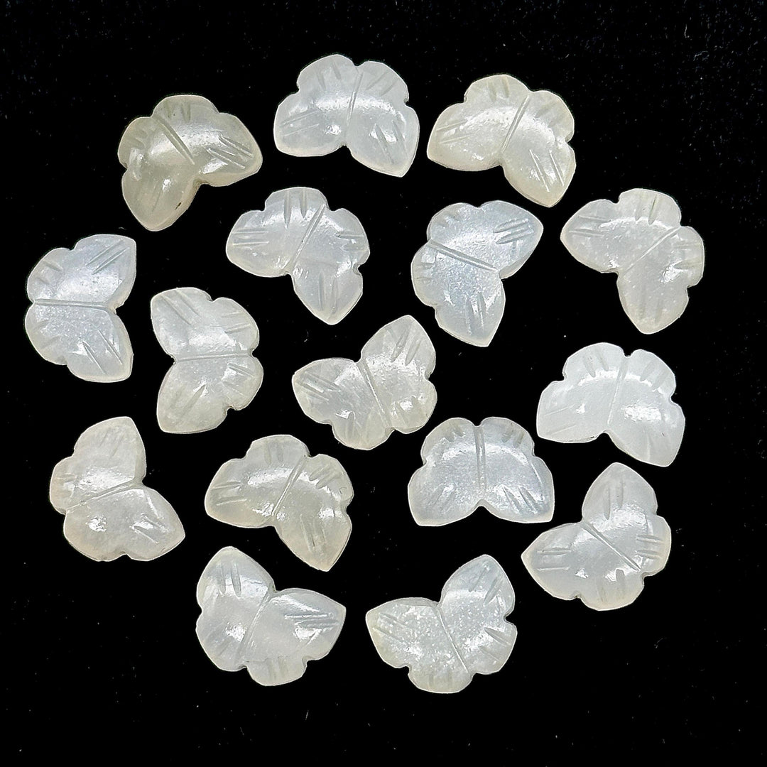 Natural White Moonstone Butterfly Shape Beads, White Moonstone Carved Briolettes, 13 MM, Loose Butterfly Charms, Moonstone Gemstone Beads